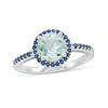 Thumbnail Image 1 of 7.0mm Aquamarine and Lab-Created Blue Sapphire Frame Ring in Sterling Silver