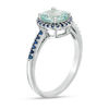 Thumbnail Image 2 of 7.0mm Aquamarine and Lab-Created Blue Sapphire Frame Ring in Sterling Silver