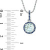 Thumbnail Image 2 of 7.0mm Aquamarine and Lab-Created Blue Sapphire Frame Drop Pendant in Sterling Silver