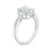 Thumbnail Image 1 of Emerald-Cut Aquamarine and 1/10 CT. T.W. Diamond Frame Ring in Sterling Silver