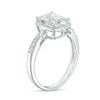 Thumbnail Image 2 of Emerald-Cut Aquamarine and 1/10 CT. T.W. Diamond Frame Ring in Sterling Silver