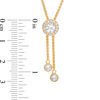 Thumbnail Image 1 of 5.0mm Lab-Created White Sapphire Frame Lariat-Style Bolo Necklace in Sterling Silver with 18K Gold Plate - 26"