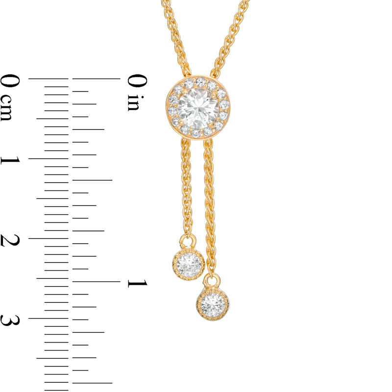 Main Image 2 of 5.0mm Lab-Created White Sapphire Frame Lariat-Style Bolo Necklace in Sterling Silver with 18K Gold Plate - 26"