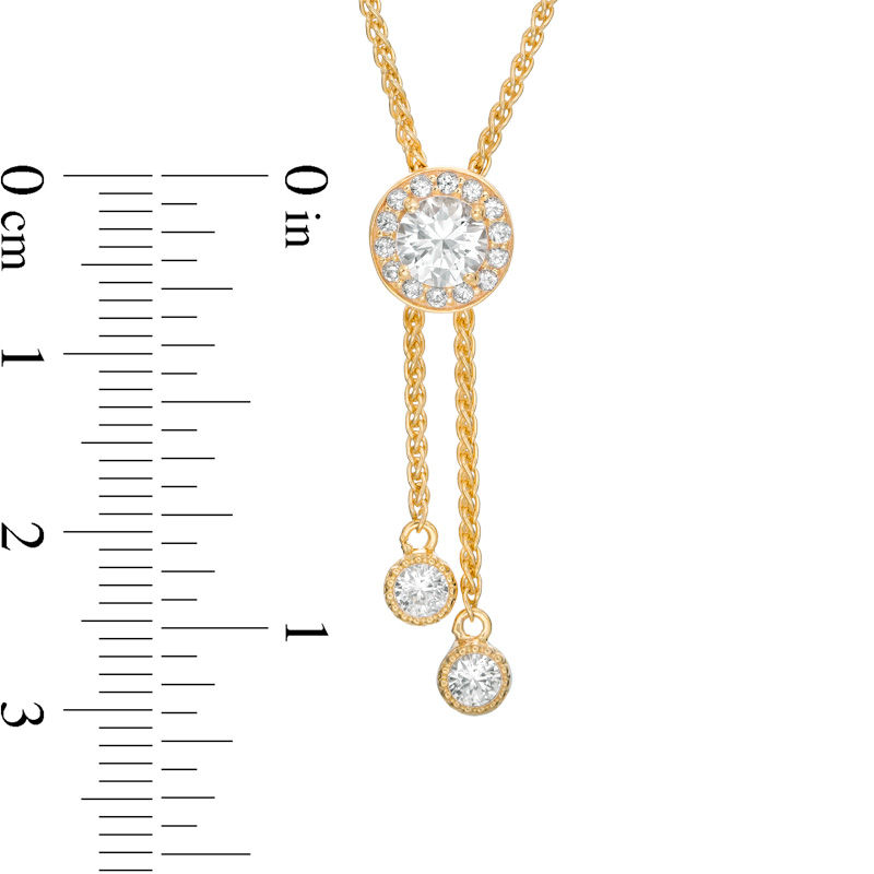 5.0mm Lab-Created White Sapphire Frame Lariat-Style Bolo Necklace in Sterling Silver with 18K Gold Plate - 26"