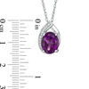 Thumbnail Image 2 of Oval Amethyst and Lab-Created White Sapphire Pendant and Stud Earrings Set in Sterling Silver