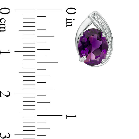 Oval Amethyst and Lab-Created White Sapphire Pendant and Stud Earrings Set in Sterling Silver