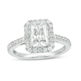 Emerald-Cut Lab-Created White Sapphire Frame Ring in Sterling Silver