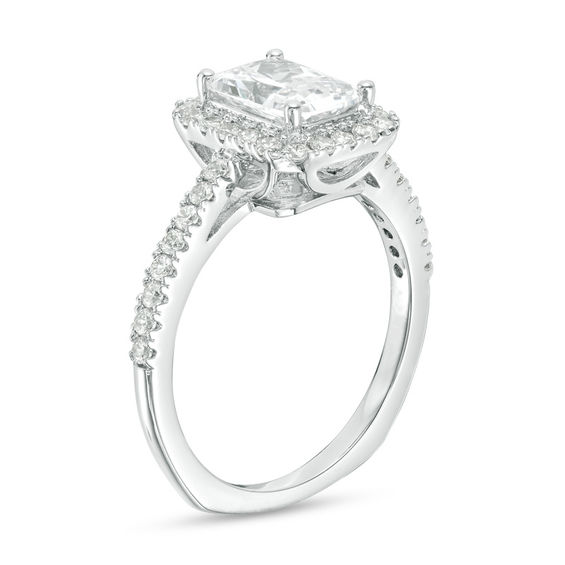 Emerald-Cut Lab-Created White Sapphire Frame Ring in Sterling Silver