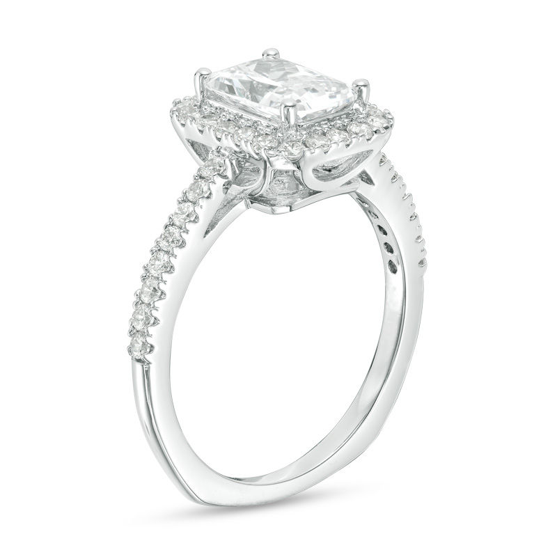 Emerald-Cut Lab-Created White Sapphire Frame Ring in Sterling Silver ...