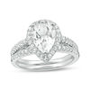 Thumbnail Image 1 of Pear-Shaped Lab-Created White Sapphire Frame Bridal Set in Sterling Silver