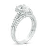 Thumbnail Image 2 of Pear-Shaped Lab-Created White Sapphire Frame Bridal Set in Sterling Silver