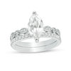 Thumbnail Image 1 of Marquise Lab-Created White Sapphire Vintage-Style Bridal Set in Sterling Silver