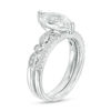 Thumbnail Image 2 of Marquise Lab-Created White Sapphire Vintage-Style Bridal Set in Sterling Silver