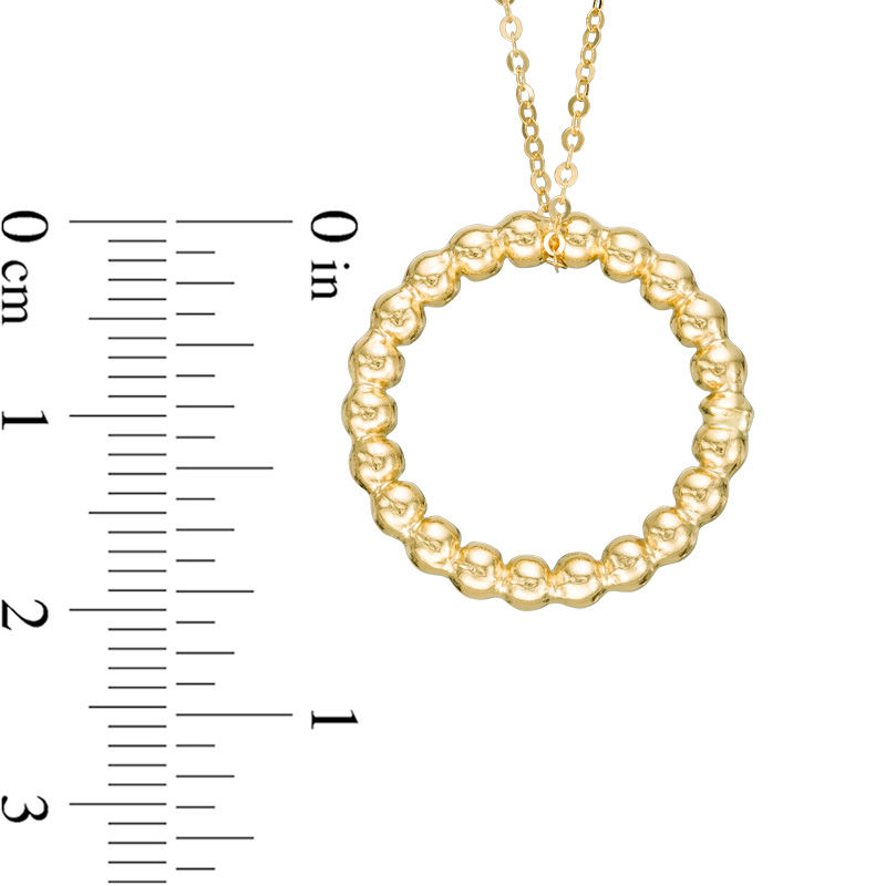 Main Image 2 of Beaded Circle Pendant in 10K Gold - 17.75"