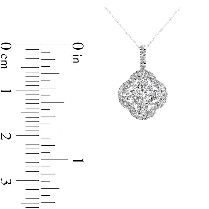 Main Image 2 of 3/8 CT. T.W. Diamond Clover Frame Pendant in 10K White Gold