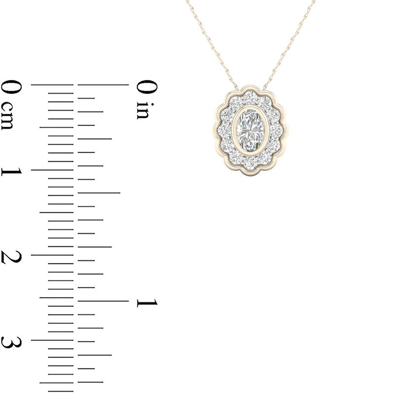 1/2 CT. T.W. Oval Diamond Flower Frame Pendant in 10K Gold