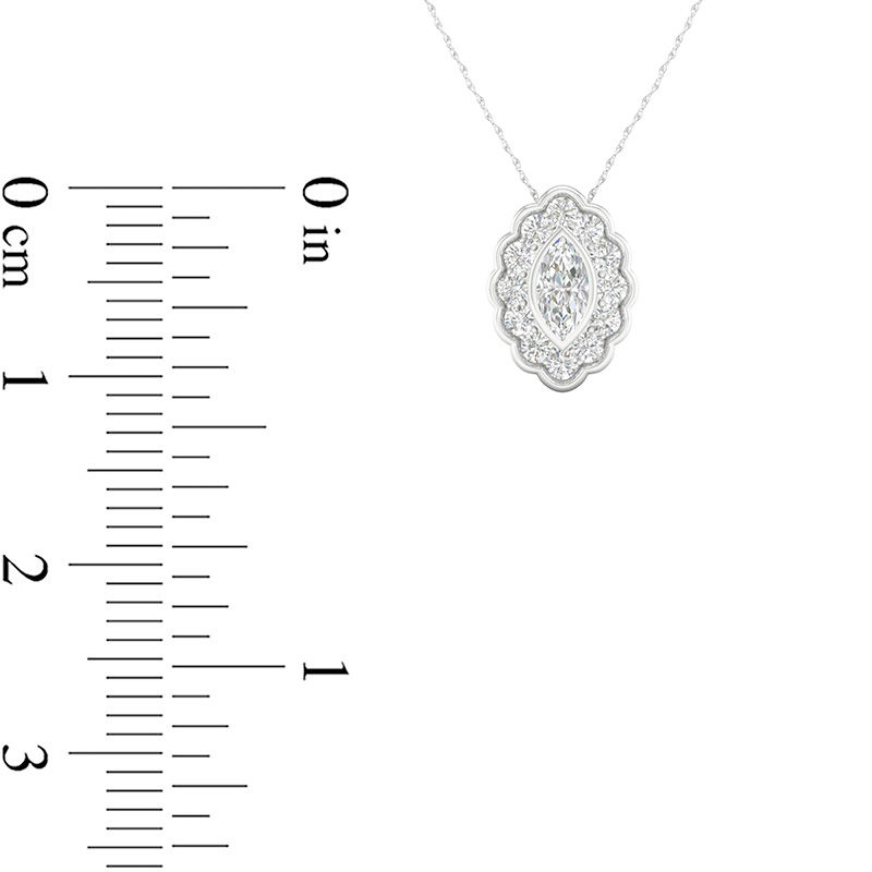 Main Image 2 of 1/2 CT. T.W. Marquise Diamond Flower Frame Pendant in 10K White Gold