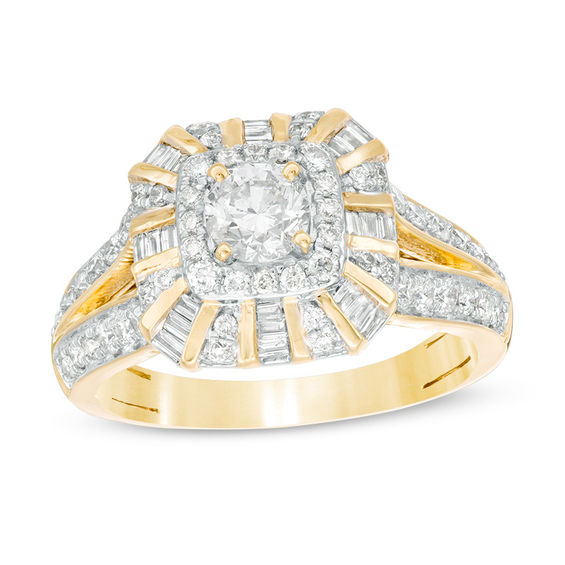 1 CT. T.W. Diamond Double Cushion Frame Vintage-Style Engagement Ring in 10K Gold 1 CT. T.W. Diamond Double Cushion Frame Vintage-Style Engagement Ring in 10K Gold