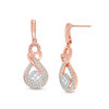 Thumbnail Image 0 of 1/3 CT. T.W. Princess-Cut and Round Diamond Infinity Heart Drop Earrings in 10K Rose Gold