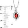 Thumbnail Image 2 of Marquise Garnet and Lab-Created White Sapphire Twisted Flame Pendant and Drop Earrings Set in Sterling Silver