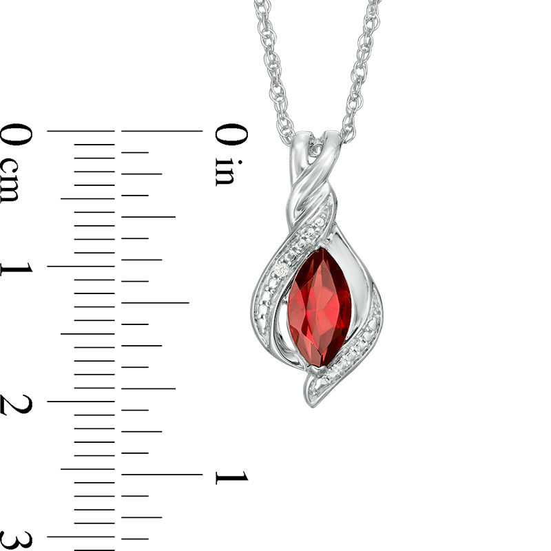 Main Image 2 of Marquise Garnet and Lab-Created White Sapphire Twisted Flame Pendant and Drop Earrings Set in Sterling Silver