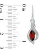 Thumbnail Image 3 of Marquise Garnet and Lab-Created White Sapphire Twisted Flame Pendant and Drop Earrings Set in Sterling Silver