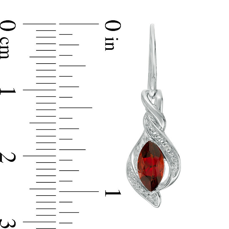 Main Image 3 of Marquise Garnet and Lab-Created White Sapphire Twisted Flame Pendant and Drop Earrings Set in Sterling Silver