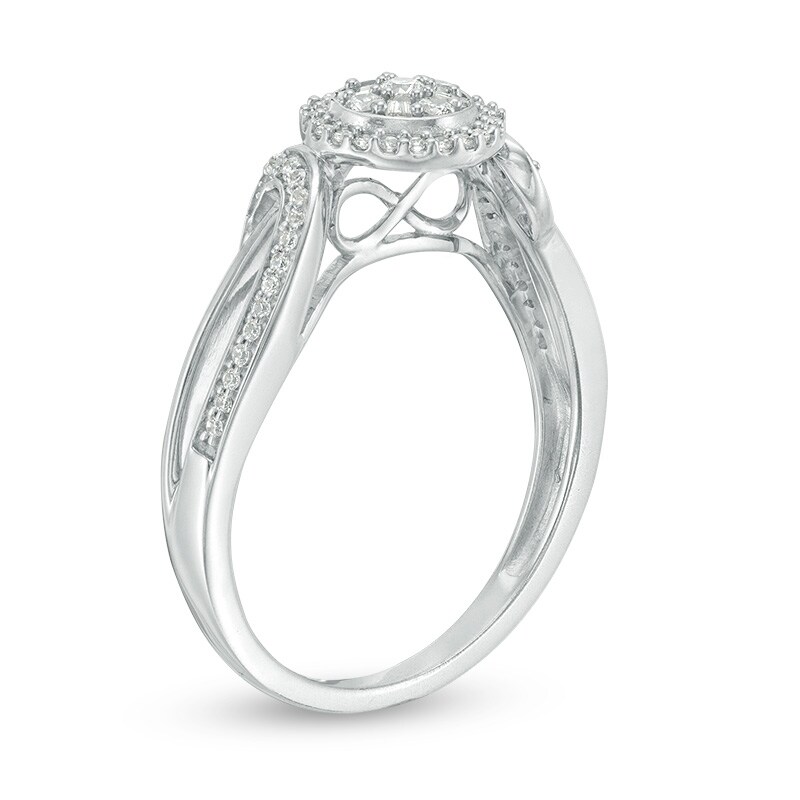 Main Image 2 of 1/4 CT. T.W. Multi-Diamond Frame Bypass Ring in 10K White Gold