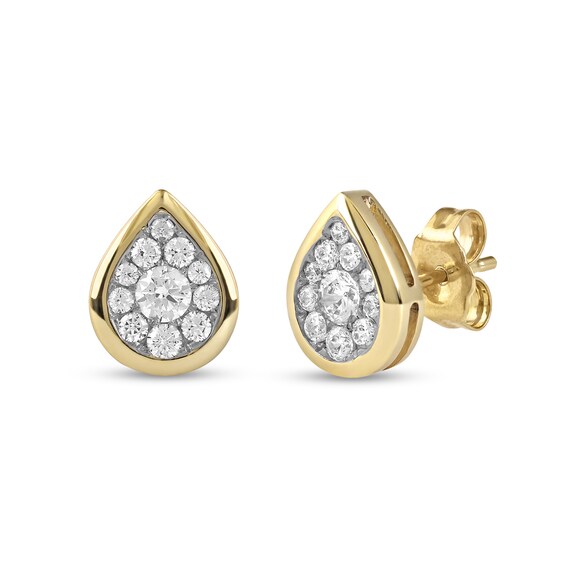 1/2 CT. T.W. Diamond Teardrop Frame Stud Earrings in 10K Gold