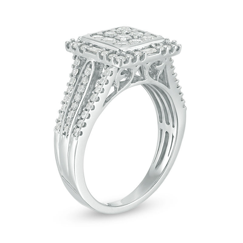 Main Image 2 of 1 CT. T.W. Princess Multi-Diamond Frame Ring in 10K White Gold