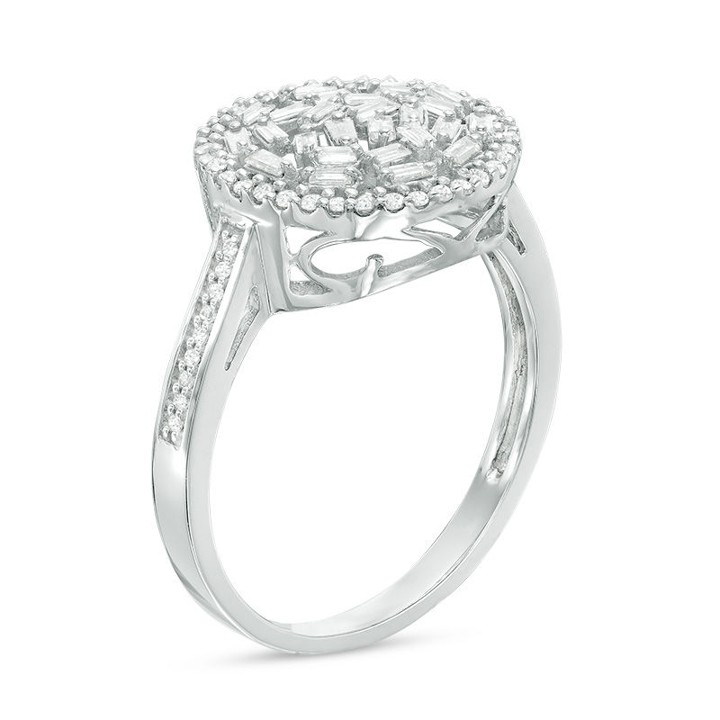 Main Image 2 of 1/2 CT. T.W. Baguette and Round Diamond Ring in 10K White Gold