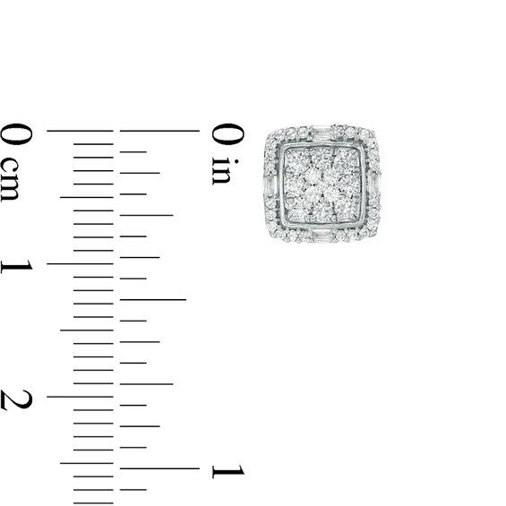 1/2 CT. T.w. Cushion Multi-Diamond Frame Stud Earrings in 10K White Gold