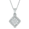 Thumbnail Image 1 of 1/4 CT. T.W. Princess-Shaped Multi-Diamond Tilted Square Frame Pendant in 10K White Gold