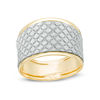 Thumbnail Image 1 of Shimmer Texture Quilt Pattern Ring in 10K Gold