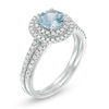 Thumbnail Image 1 of 6.0mm Aquamarine and 3/8 CT. T.W. Diamond Double Frame Bridal Set in 14K White Gold
