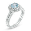 Thumbnail Image 2 of 6.0mm Aquamarine and 3/8 CT. T.W. Diamond Double Frame Bridal Set in 14K White Gold
