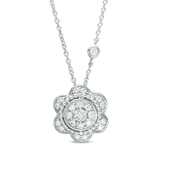 1/6 CT. T.w. Diamond Hepatica Pendant in Sterling Silver