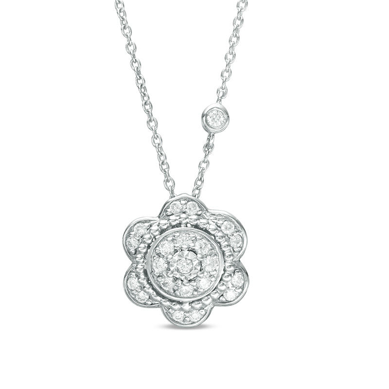 Main Image 1 of 1/6 CT. T.W. Diamond Hepatica Pendant in Sterling Silver