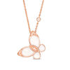 Thumbnail Image 1 of 1/20 CT. T.W. Diamond White Enamel Butterfly Pendant in 10K Rose Gold