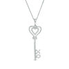 Thumbnail Image 0 of 1/10 CT. T.W. Diamond "XO" Heart-Top Key Pendant in Sterling Silver
