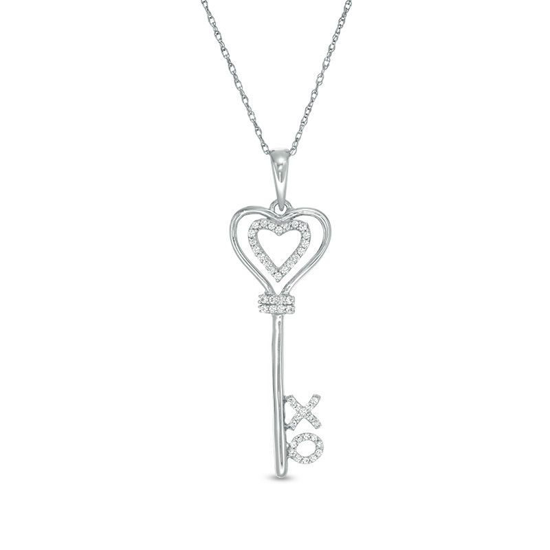 Key Necklace 1/20 ct tw Diamonds Sterling Silver