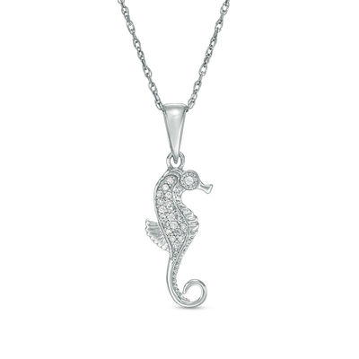Diamond Accent Seahorse Pendant in 