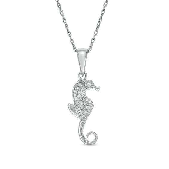 Diamond Accent Seahorse Pendant in Sterling Silver