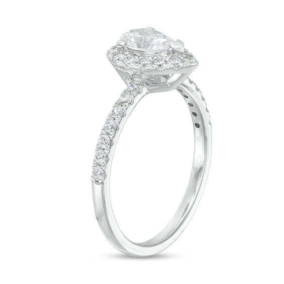 1 CT. T.w. Certified Pear-Shaped Diamond Frame Engagement Ring in 14K White Gold (I/I2)