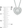 Thumbnail Image 2 of 5.0mm Heart-Shaped Lab-Created White Sapphire Double Frame Pendant in Sterling Silver