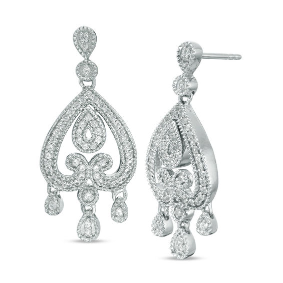 Lab Created White Sapphire Vintage Style Chandelier Drop Earrings In Sterling Silver Zales Lab Created White Sapphire Vintage, Sterling Diamond Chandelier Earrings