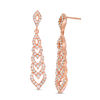 Thumbnail Image 1 of Lab-Created White Sapphire Multi-Tier Flame Drop Earrings in Sterling Silver with 14K Rose Gold Plate