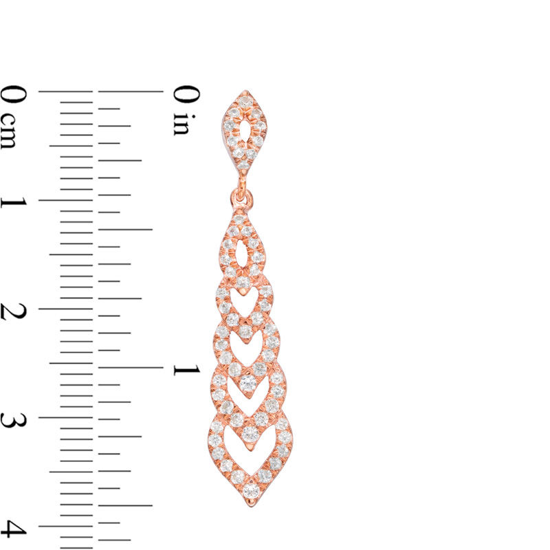 Main Image 2 of Lab-Created White Sapphire Multi-Tier Flame Drop Earrings in Sterling Silver with 14K Rose Gold Plate