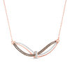 Thumbnail Image 1 of 1/4 CT. T.W. Champagne and White Diamond Knot Wave Necklace in 10K Rose Gold