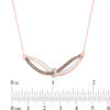 Thumbnail Image 2 of 1/4 CT. T.W. Champagne and White Diamond Knot Wave Necklace in 10K Rose Gold
